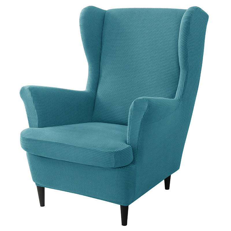 3 Piece Stretch Wingback Chair Slipcover Set With Ottoman And Cushion Cover High Back Armchair Protector