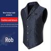European Size Men's Single-Breasted Jacquard Suit Vest - Casual Lapel, Slim Fit for Holiday Dressing