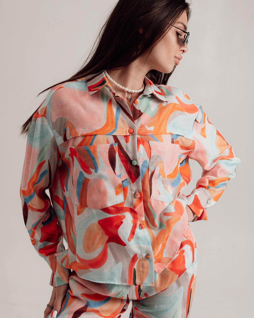 Костюм женский IDYL 8016 S (36) разноцветный (рубашка, брюки)