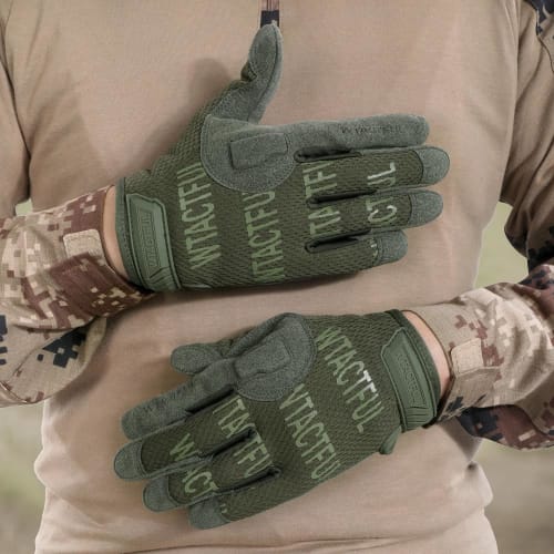 WTACTFUL Airsoft Tactical Gloves, Motorcycle Gloves, Full Finger, Green, Size L, for Survival Games, Bicycles, Cycling, Mountaineering, Commuting, Fis