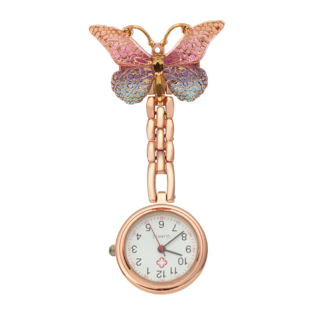 Gift Doctor Pendant Butterfly Shape Nurse Watch Quartz Clock Pocket Watch