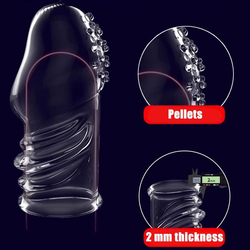 Удлинитель многоразовый презерватив пенис рукав мужской увеличение задержки времени клитор массажер чехол кристально чистый взрослый секс игрушка