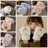 Faux Rabbit Hair Cartoon Anti-cold Mittens Soft Animal Flip Gloves Capybara Plush Mittens  Autumn