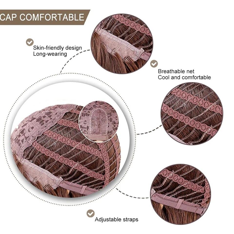 Длинные коричневые синтетические парики с эффектом омбре для женщин, волнистые парики из натуральных волос, средняя часть, женский парик, косплей, термостойкие волокна, парики