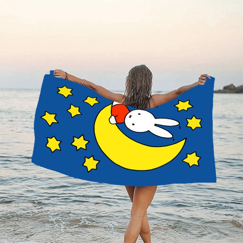 1pc Miffy2 Beach Towel, Beach and Seaside Swimming Pool Equipment, Fashion Pattern, Rectangular, Travel Essentials