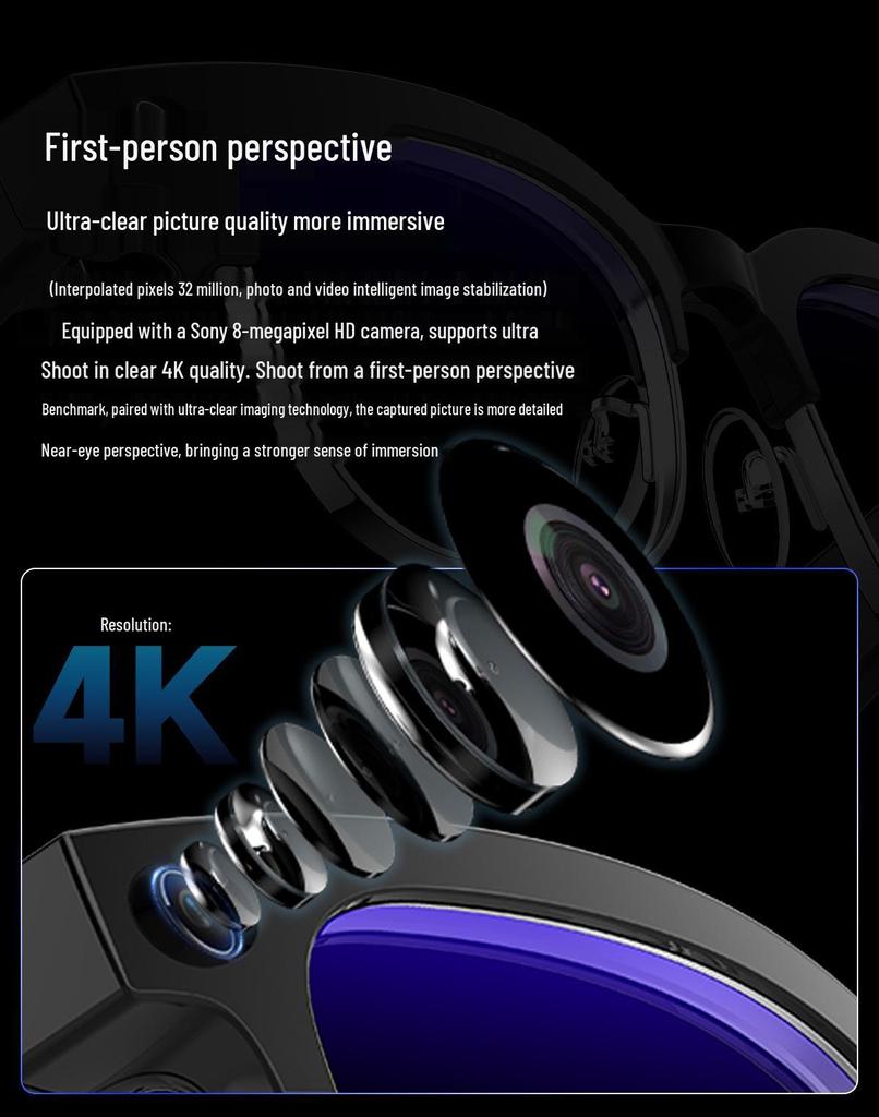 W630 Smart Glasses: 8MP Camera, Dual Mic, AI Object Recognition, HD Sound, Bluetooth.
