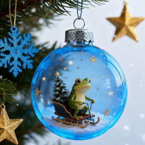 2026 Christmas Ball Ornament Set Handcrafted 3D Frog Ornament Different Frogs Theme Holiday Decorations