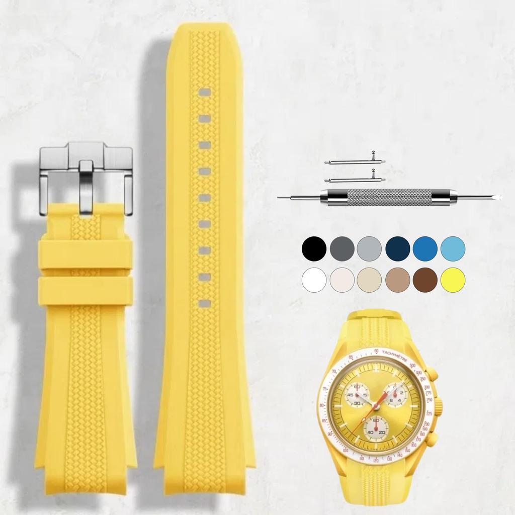 SineMetu 20 мм ремешок из силикона с быстросъемным креплением для часов Omega и унисекс, X, Swatch, MoonSwatch, Speedmaster, (желтый)