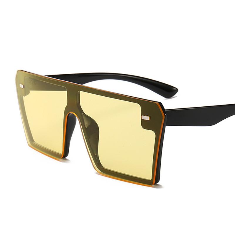 New Style Big Frame Sunglasses Retro Square Personality Conjoined Glasses Blue Bulk Luxury Men and Women Sunglasses