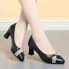 High Heels Comfortable and Lightweight Shoes Mid-heel Professional Women's Shoes Middle-aged Ladies with Skirts Single Shoes