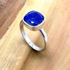 Кольцо из стерлингового серебра 925 пробы с лазуритом, эффектное женское кольцо ручной работы из натурального драгоценного камня