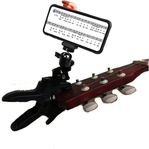 Multi-purpose - Guitar/Ukulele Phone Holder/Guitar Earphone/Cell Phone Clamp Phone Holder for Smartphones and Action Cameras