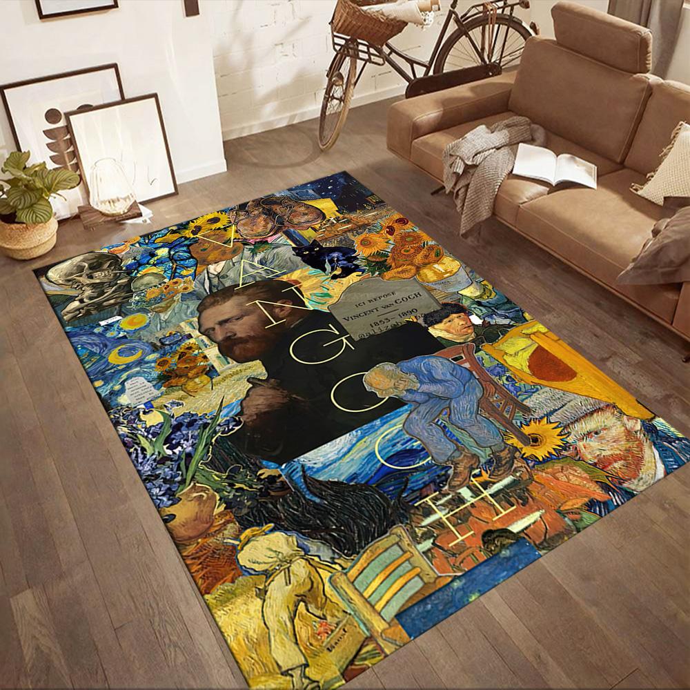 Sunflowers Under Swirling Sky Square rugs are a great choice for living rooms, bedrooms, home décor, and as gifts