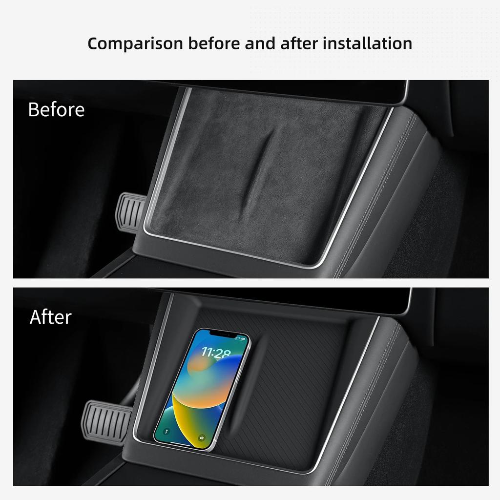 Wireless Charging Anti-Slip Mats For Tesla Model Y LAUNCH 2025 Juniper Center Console Charge Station Pad Silicone Accessiories