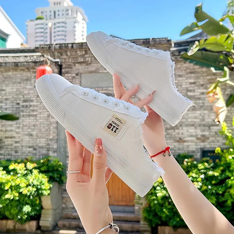 New Summer Women's Platform Canvas Slip-On Shoes - Breathable Lace Up All-Match Footwear