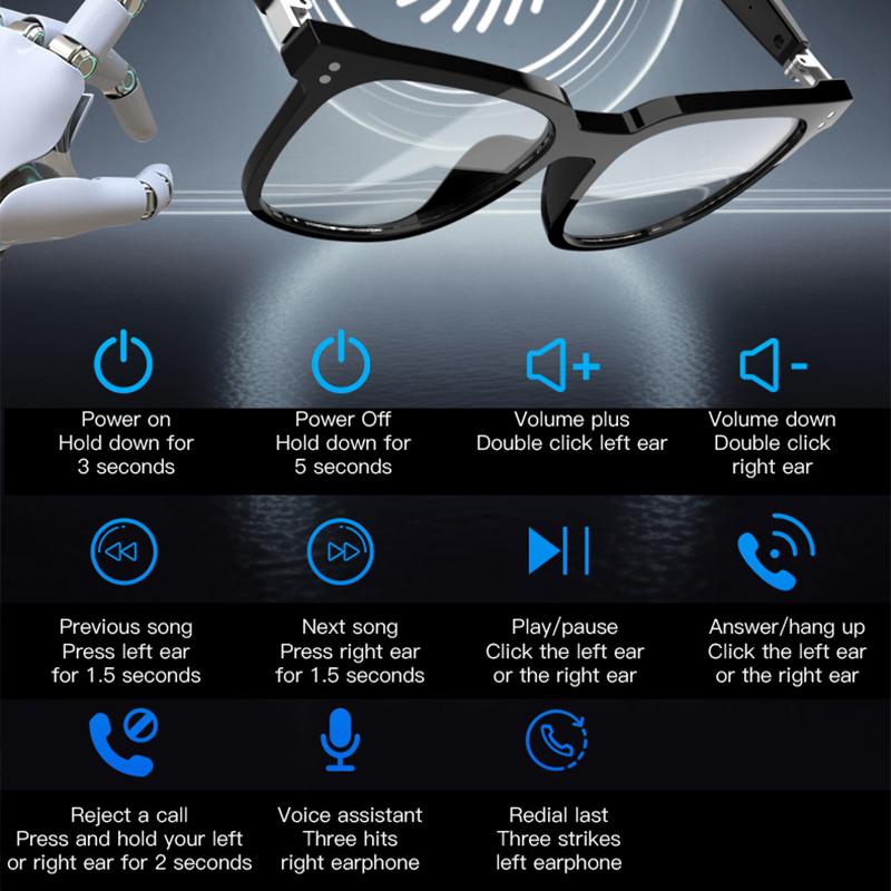 Promotion Electrochromic Smart Sunglasses BT 5.4 Air Conduction HI-FI TWS Wireless Earphones Noise Cancelling Music Smart