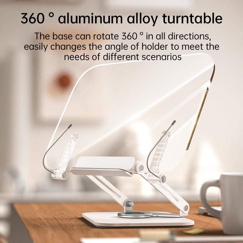 Boneruy R15 NEW Arrivals Metal Aluminum Alloy Transparent Clear Acrylic Reading Stand 360 Rotate Adjustable Folding Bookend