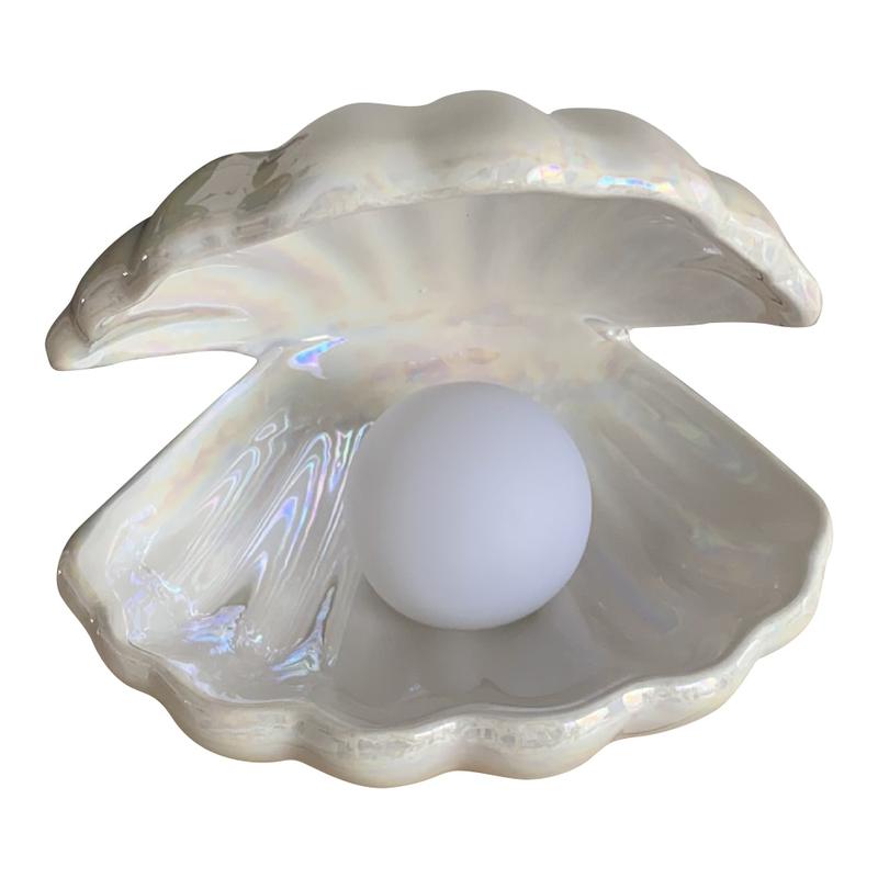 Ceramic Shell Night Lamp Night Lamp Desk Decoration Fantastic Mermaid Fairy Bedroom Night Lamp Storage Lighting | Table Lamps