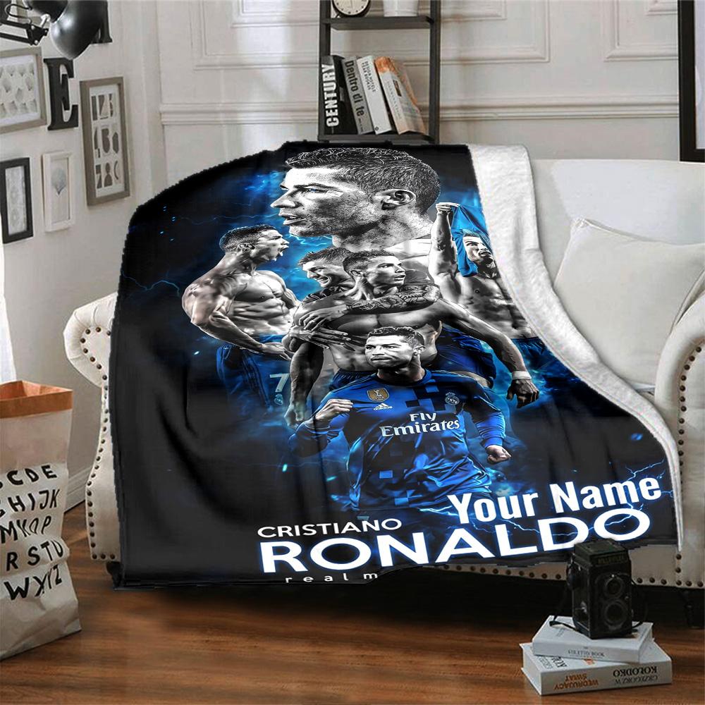 Cristiano Ronaldo (143) Personalized Text Blanket Multi-purpose Customizable Blanket Warmthful Decor Suitable for Sofa Nap Livingroom Picnics