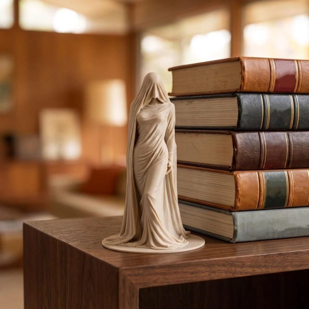 Dark Aesthetic Goddess Sculpture 3D Printed Desktop Ornaments Creative Cloak Woman Statue Office