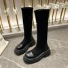Fashion Fashion Flock Knee-high Boots for Women Autumn Winter Soft-soled Women's Platform Shoes Designer Increase Knight Boots Female