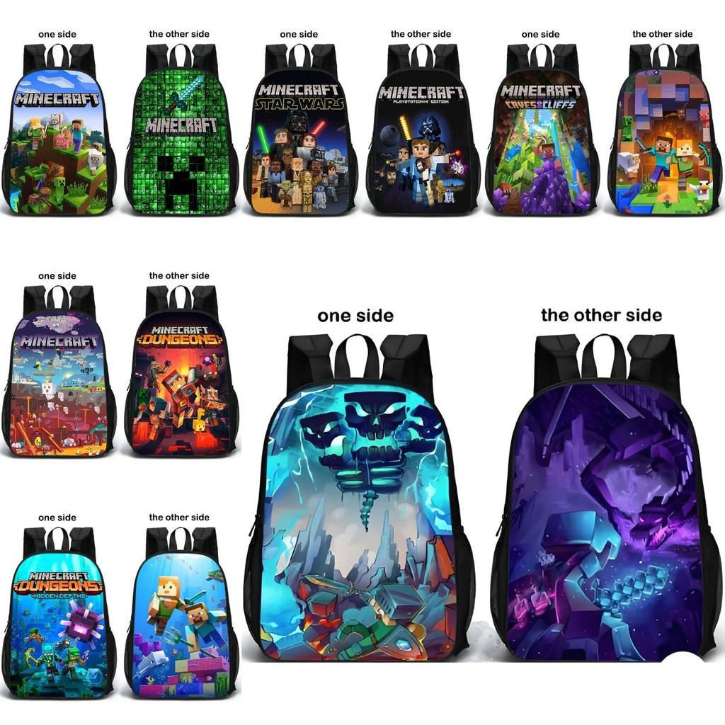 Pattern Minecraft Double Sided Schoolbag Backpack Breathable Bag Gift Fashion