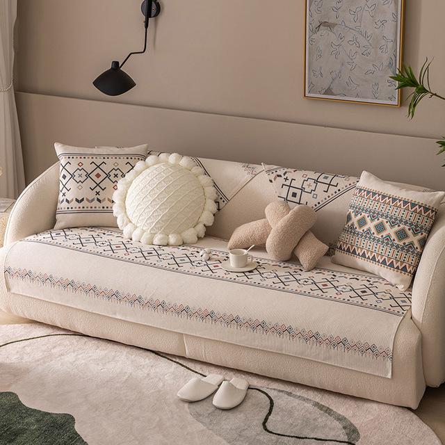Retro Sofa Cushions Four Seasons Universal Back Towel Cover Cloth Anti -Cat Scratch Non -Slip Summer Cotton Linen Sofa Cover