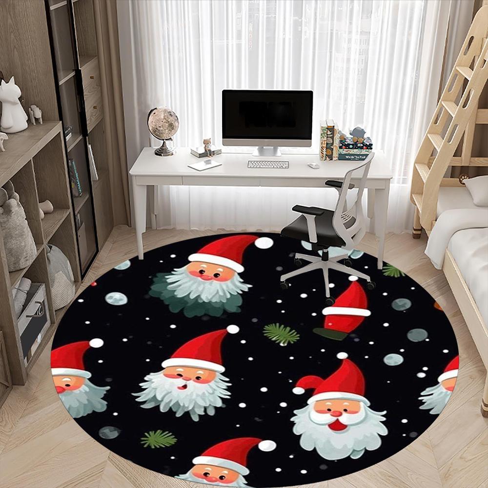 1pc Christmas Santa Claus Chair Carpet for Office Non-Slip,  Machine Washable Rug for Office, Room - Polyester, Machine Made yy251029237