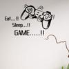 New Eat Sleep Game Wall Stickers Boys Bedroom Letter DIY Kids Rooms Decoration Art