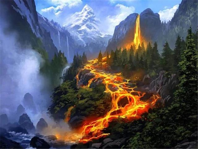 5d Алмазная картина Полный дрель Квадратный пейзаж Водопад Алмазная вышивка Продажа Цветочная мозаика Домашний декор