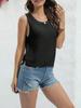 Women's Sleeveless Crochet Knit Tank Top Crew Neck Hollow Out Casual Summer Pullover