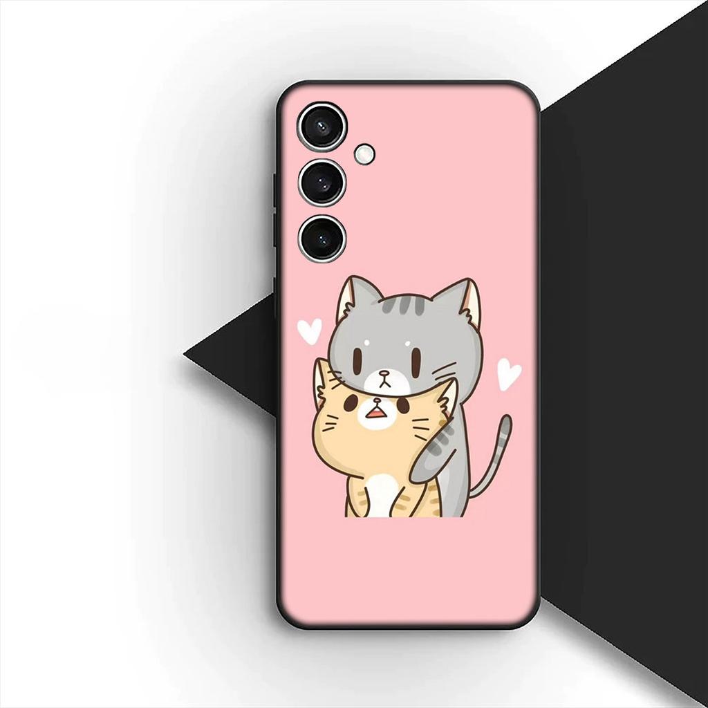 Soft Cover for Samsung Galaxy S20 S22 S21 FE Ultra Plus A07 A17 A15 A16 A25 A57 A37 Casing Phone Case Comics Cat Meow Lovely