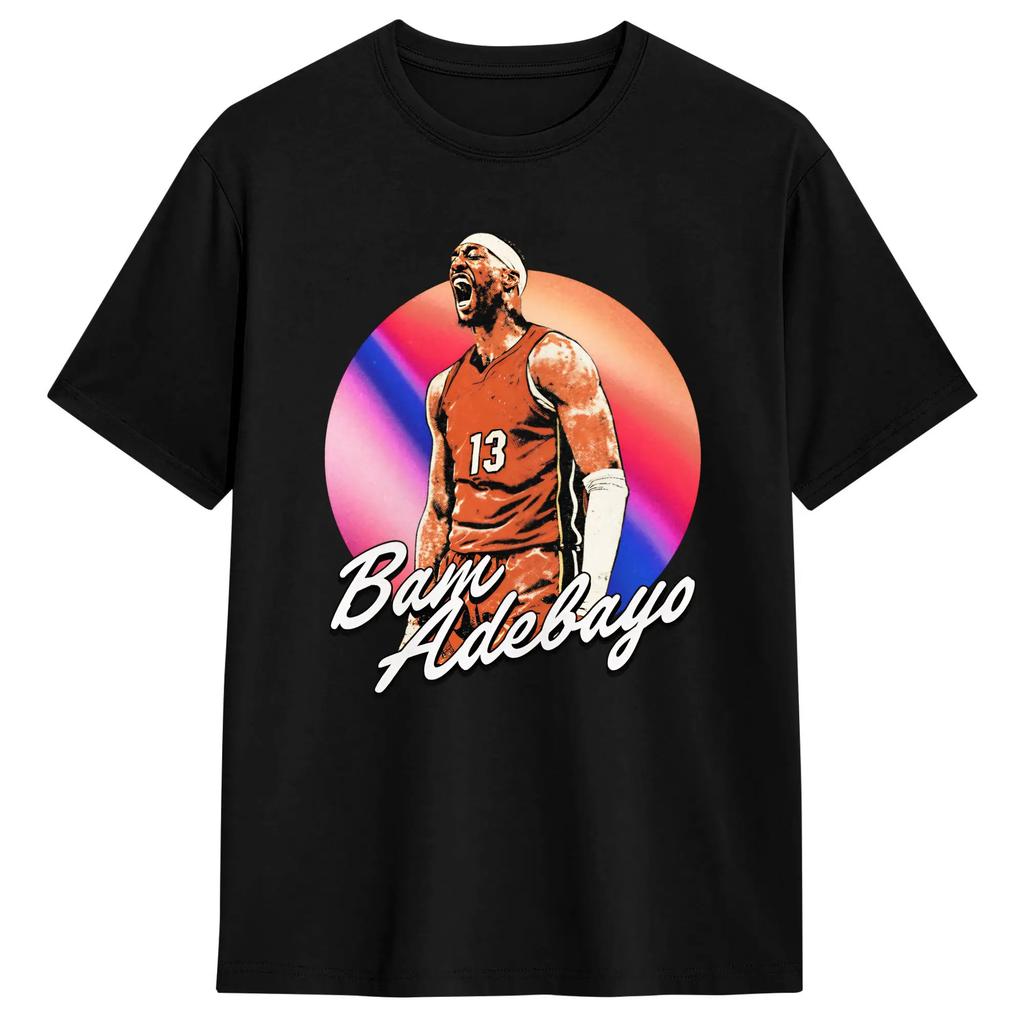 Bam Adebayo T-Shirt for Men Novelty Pure Cotton Tee Shirt Round Collar Short Sleeve T Shirts Birthday Present Tops