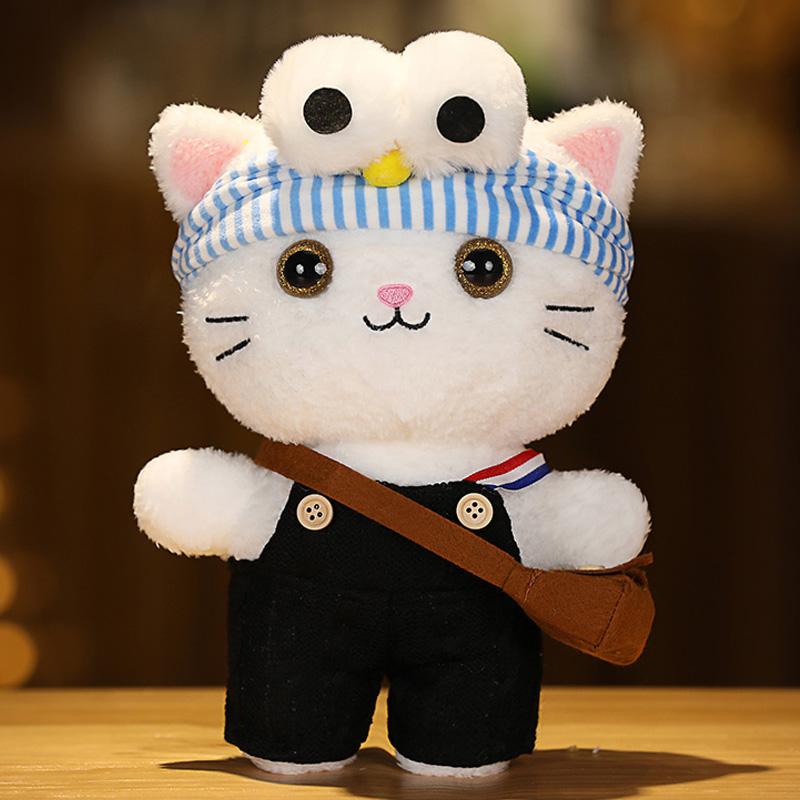 30 см Кафе Кот Маленькие Кошки Милая Подушка Плюшевая Игрушка Мягкая Кукла В Очках и Одежде Мультяшная Милая Игрушка
