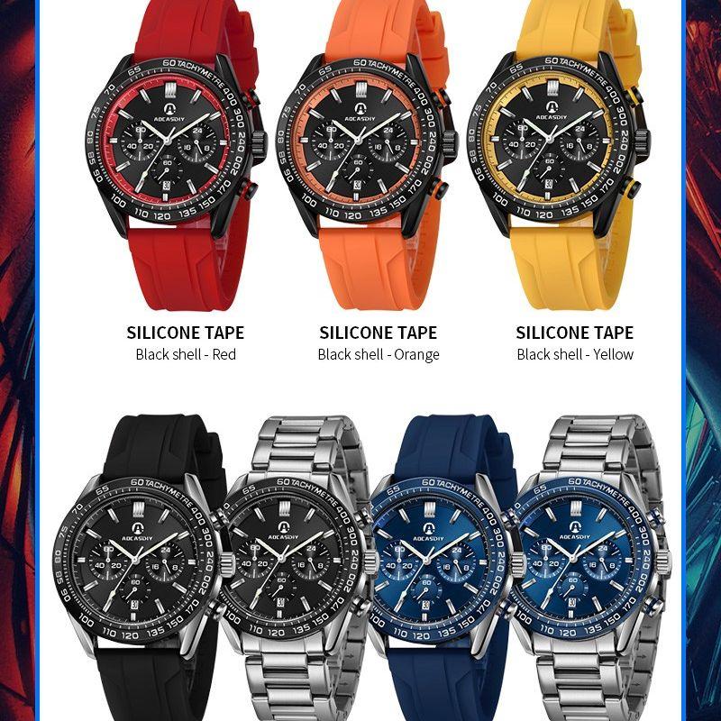 Cool fashion men's watch luxury brand calendar luminous waterproof wristwatch Leisure sports timing silicone strap Man watches