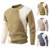 Men's Round Neck Stitching Sweater Casual Modified Warm Sweater Pullover
