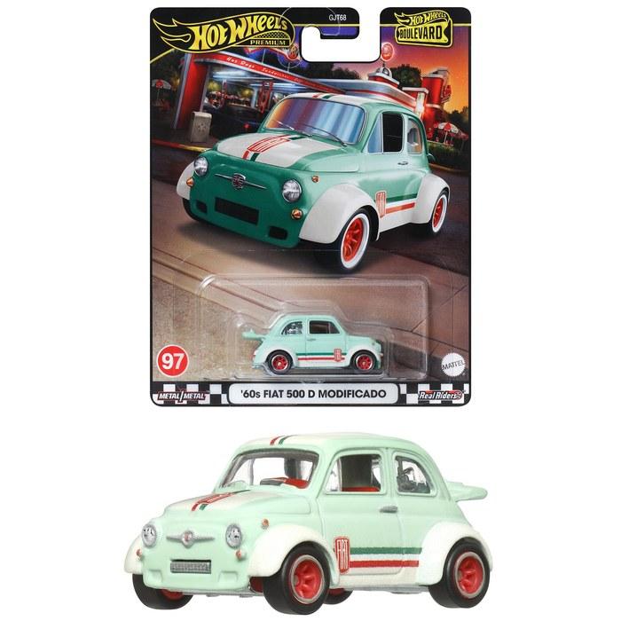 Hot Wheels Boulevard '60s Fiat 500 D Modified Vehicle Toy Car, Green, 1/64 Scale