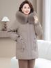 Mid-Length Winter Down Jacket with Fur Collar for Women - Stylish and Warm for Middle-Aged and Elderly Moms