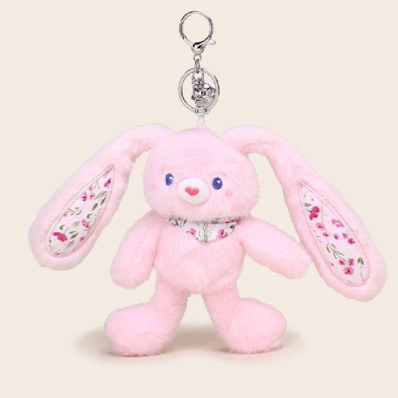 Printed Floral Bunny Plush Keychain Toy Pendant Cartoon Stuffed Doll Kids Gift