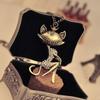 Женское винтажное ожерелье-цепочка с инкрустацией стразами и сексуальным рисунком кошки-девочки