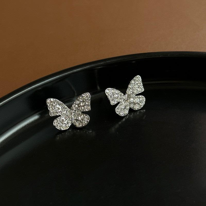 Luxury Classic Shiny Zircon Butterfly Earrings Korean Fashion Jewelry Party Gothic Girl's Exaggerated Accessories for Woman