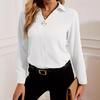 Женская весенне-осенняя повседневная блузка с длинным рукавом, лацканами и однотонной расцветкой