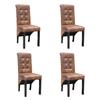 Dining Chairs - vidaXL - Set of 4 - Brown Faux Leather - Solid Wood - Contemporary Design