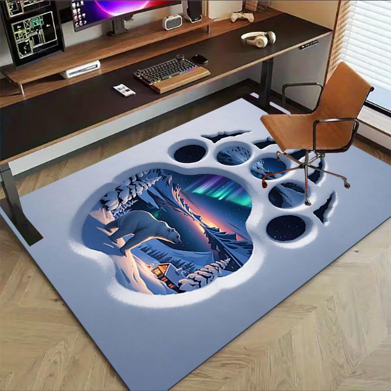 1PC Polar Bear Print Extra Large Non Slip Floor carpet, Office, family, bedroom, Studio Large Area Rug Indoor Rugs, , Vibrant Colors