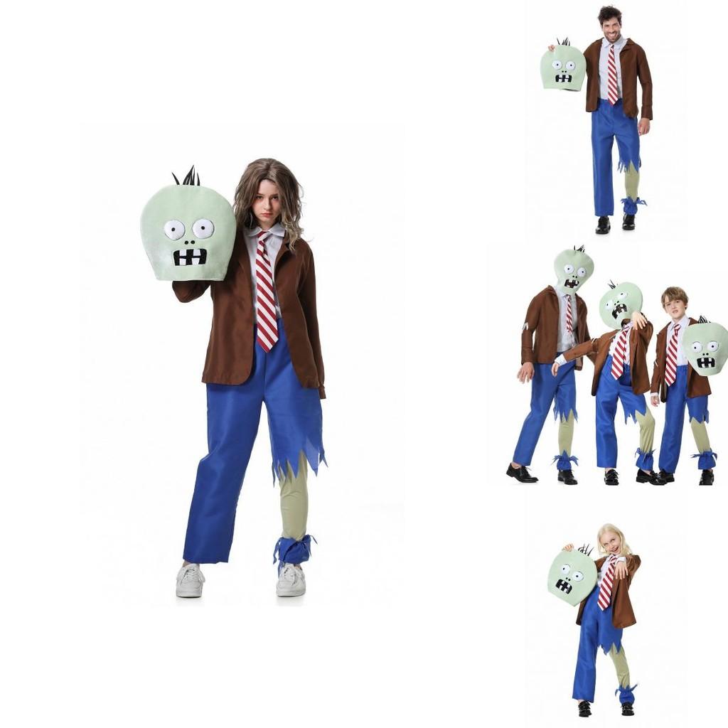 Костюм зомби для взрослых и детей на Хэллоуин с дизайном Plants Vs Zombies Высококачественная хлопковая ткань