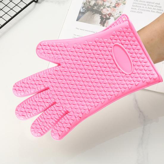 1 Pair Silicone Gloves Heat Resistant Oven Mitts with Quilted Liner Non-Slip Textured Grip Kitchen Gloves for BBQ Baking Cooking