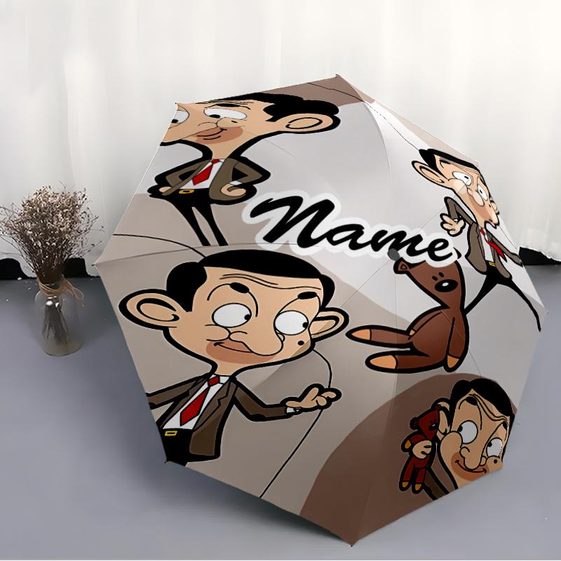 Personalized Name M-Mr Bean Print Umbrella - Automatic Open/Close, Eight-Rib Durable Frame, Automatic Folding Umbrella