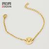 Letter Bracelet Gold Color Stainless Steel Bracelet Gift for Kids Family Fashion Alphabet Jewelry