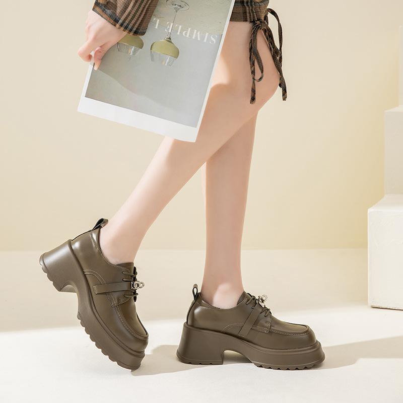 Маленькие кожаные туфли, женская обувь в британском стиле, новые весенние туфли Jk, женские туфли на одинарной платформе, черные лоферы на толстой подошве