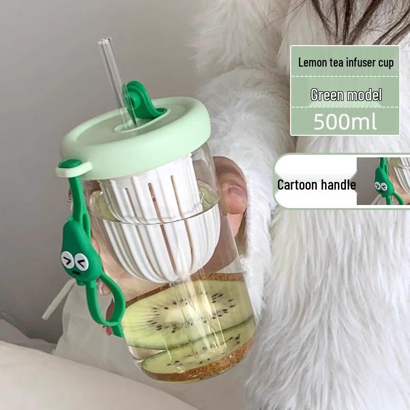 Портативный стакан для воды с соломинкой большой вместимости - Летний прохладный дизайн для девочек